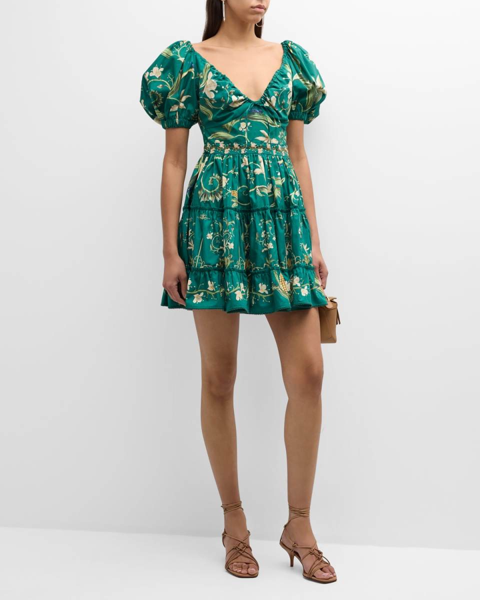 Manzanilla Esmeralda Embroidered Poplin Fit & Flare Mini Dress