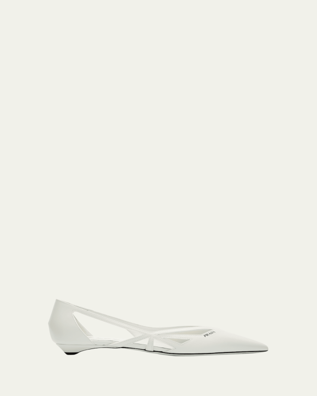 Leather Crisscross Cutout Ballerina Flats
