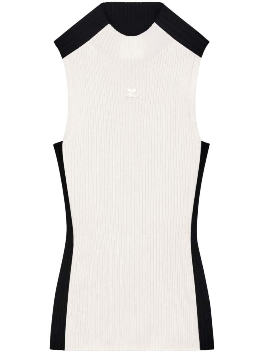 Contrast Frame ribbed tank top