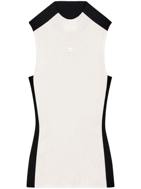 Contrast Frame ribbed tank top