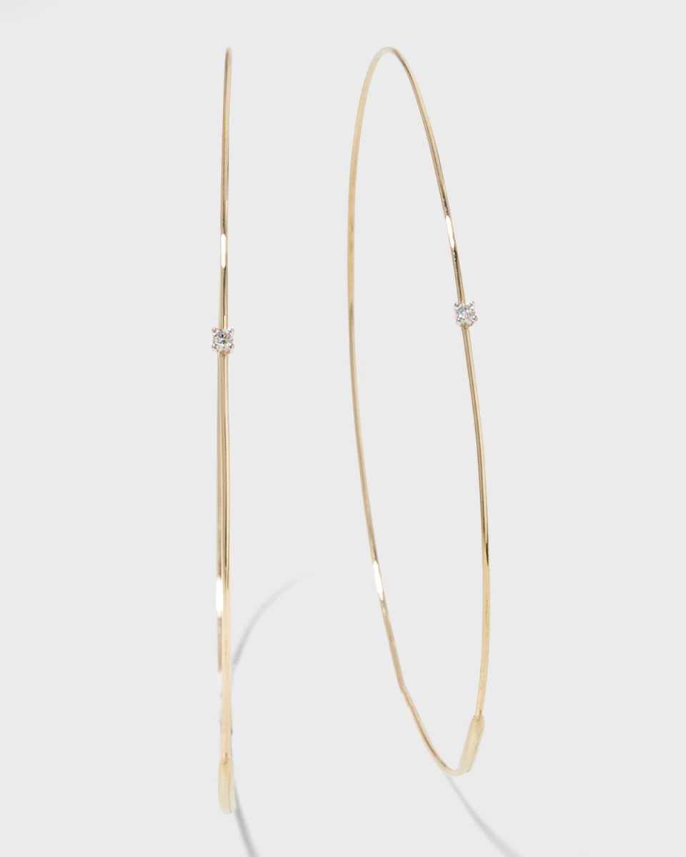 Large Magic Diamond Hoops, Yellow Gold