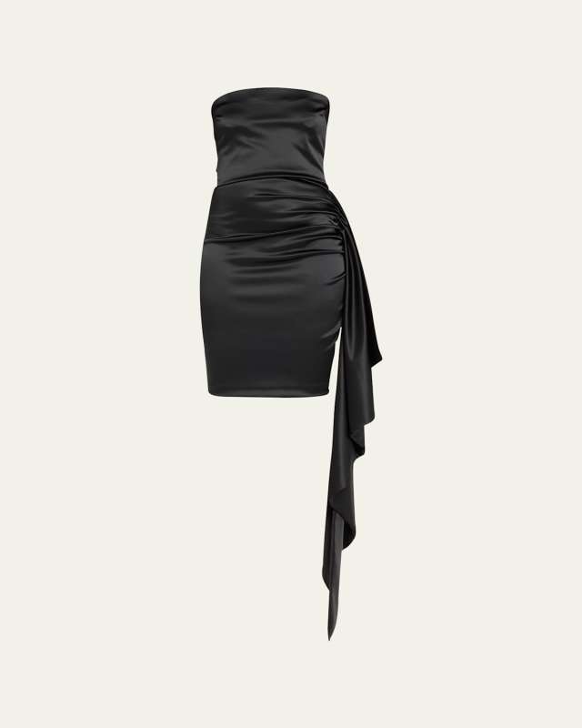 Kazmer Strapless Draped Satin Midi Dress