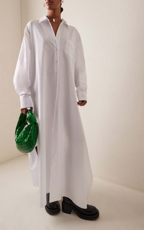 The Frankie Shop Avery Oversized Cotton-Blend Maxi Shirt Dress
