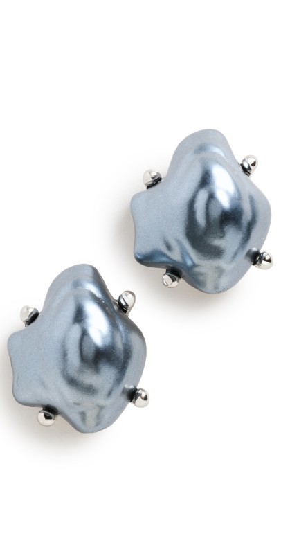 Kenneth Jay Lane Baroque Pearl Earrings Grey Pearl