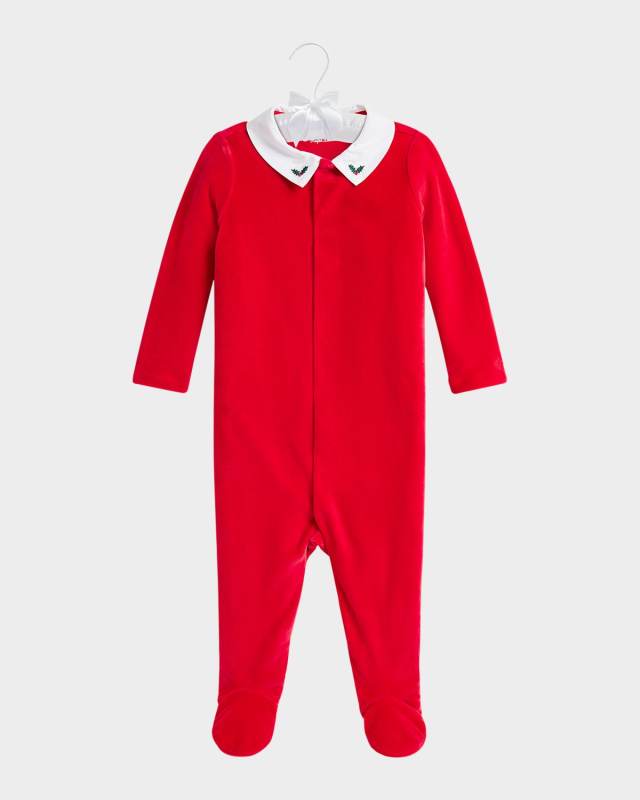 Boy's Embroidered Velour Coverall, Size 3M-9