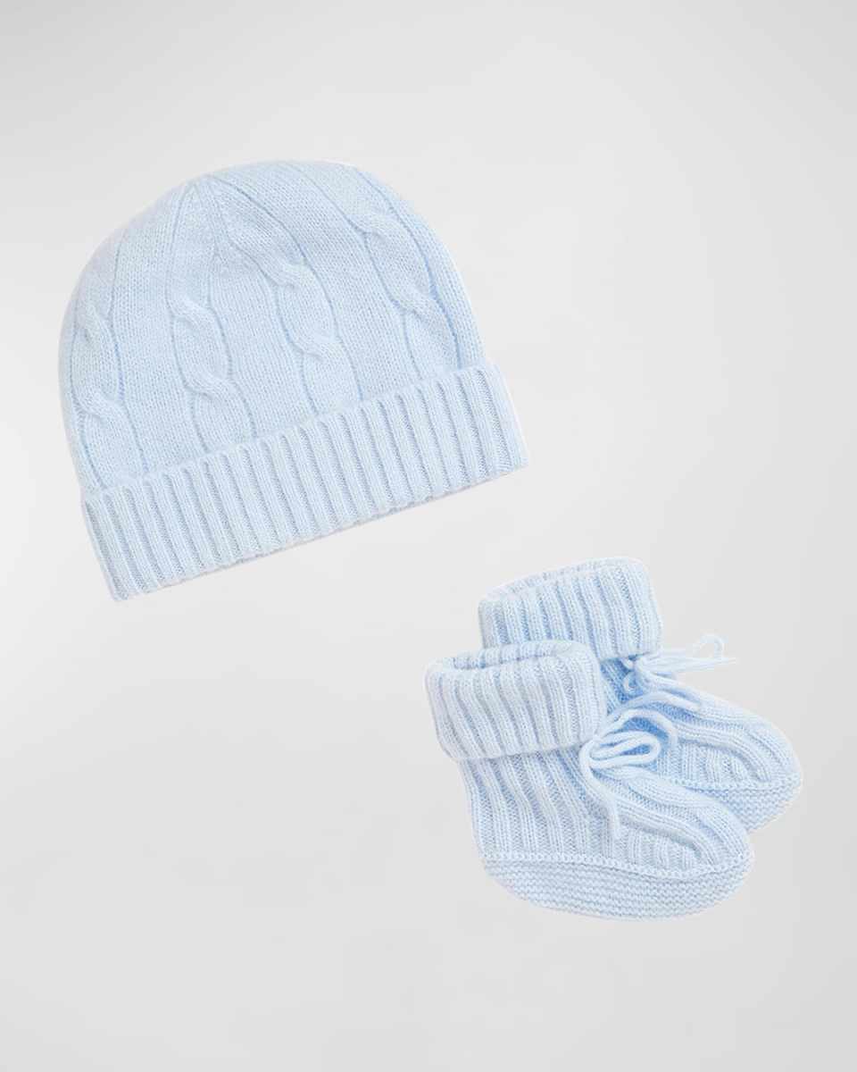Boy's Cashmere Hat & Booties Gift Set, Size Newbor