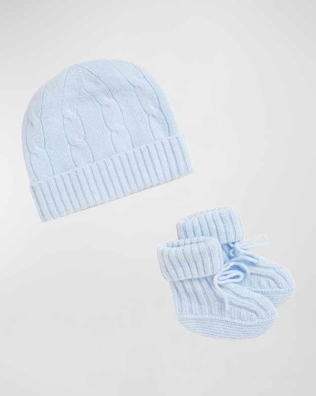 Boy's Cashmere Hat & Booties Gift Set, Size Newbor