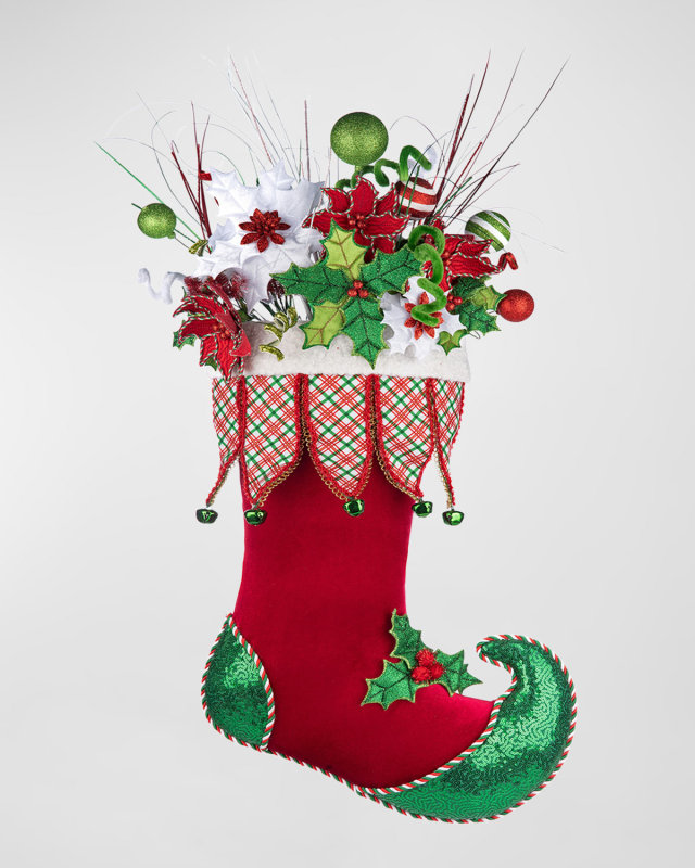 Holly Woods Christmas Stocking with Floral Wall Piece