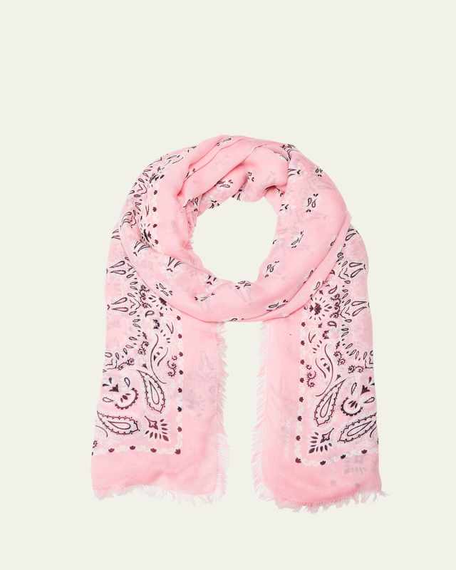 Paisley Cashmere-Blend Bandana Scarf