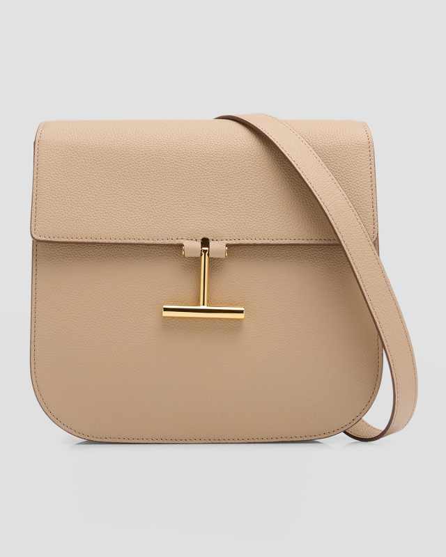 Tara Medium Crossbody in Grained Leather with Leather Strap