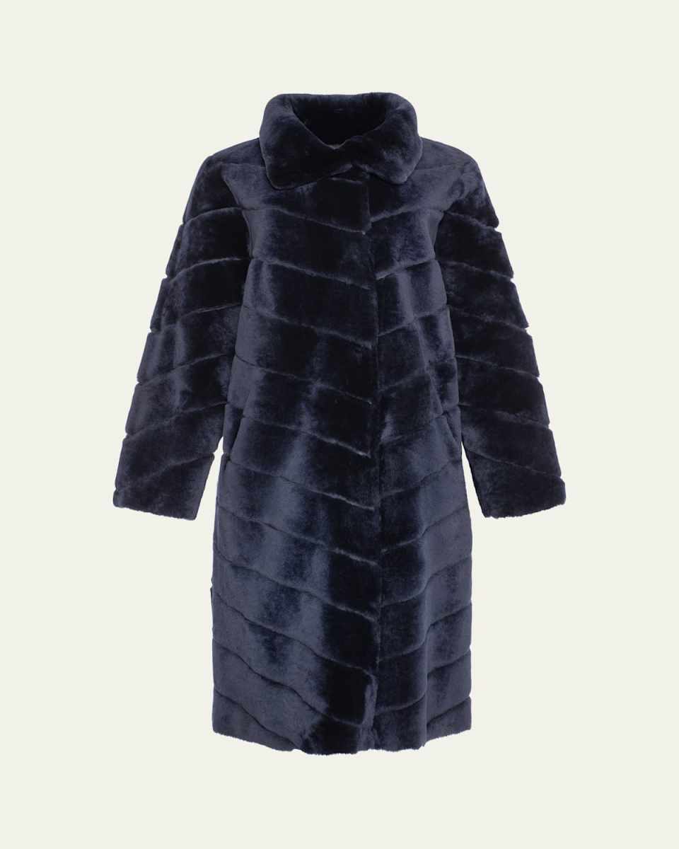 Reversible Merino Shearling Lamb Chevron Coat