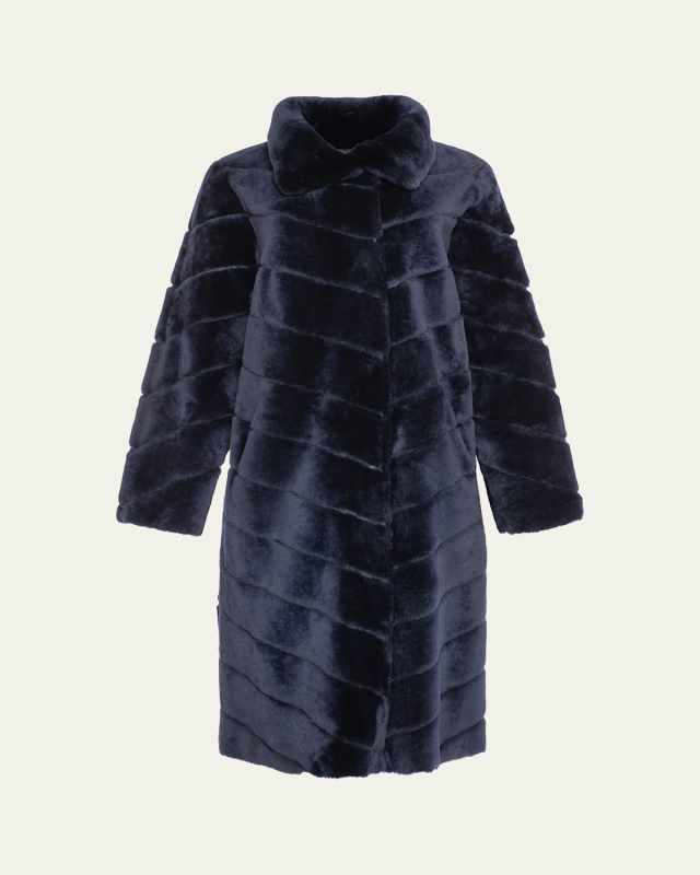 Reversible Merino Shearling Lamb Chevron Coat