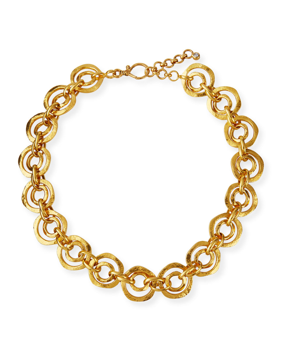 24K Double-Link Necklace w/ Diamond