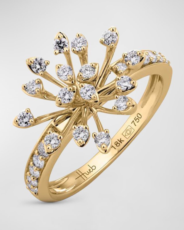18K Luminus Yellow Gold Ring with Diamonds