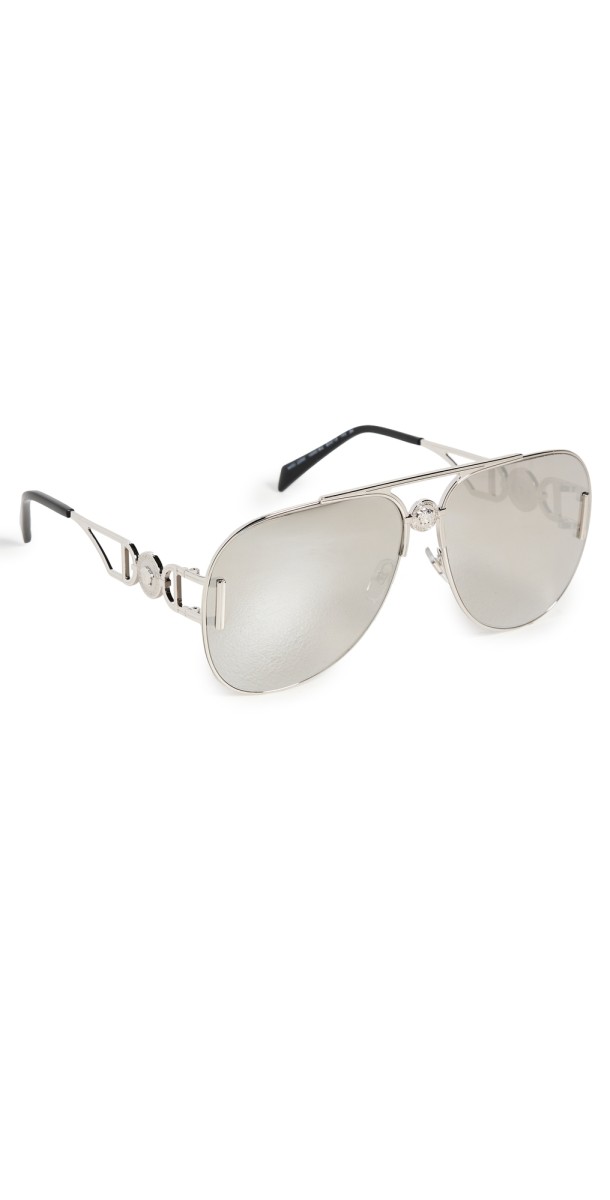 Versace Medusa Aviator Sunglasses Silver