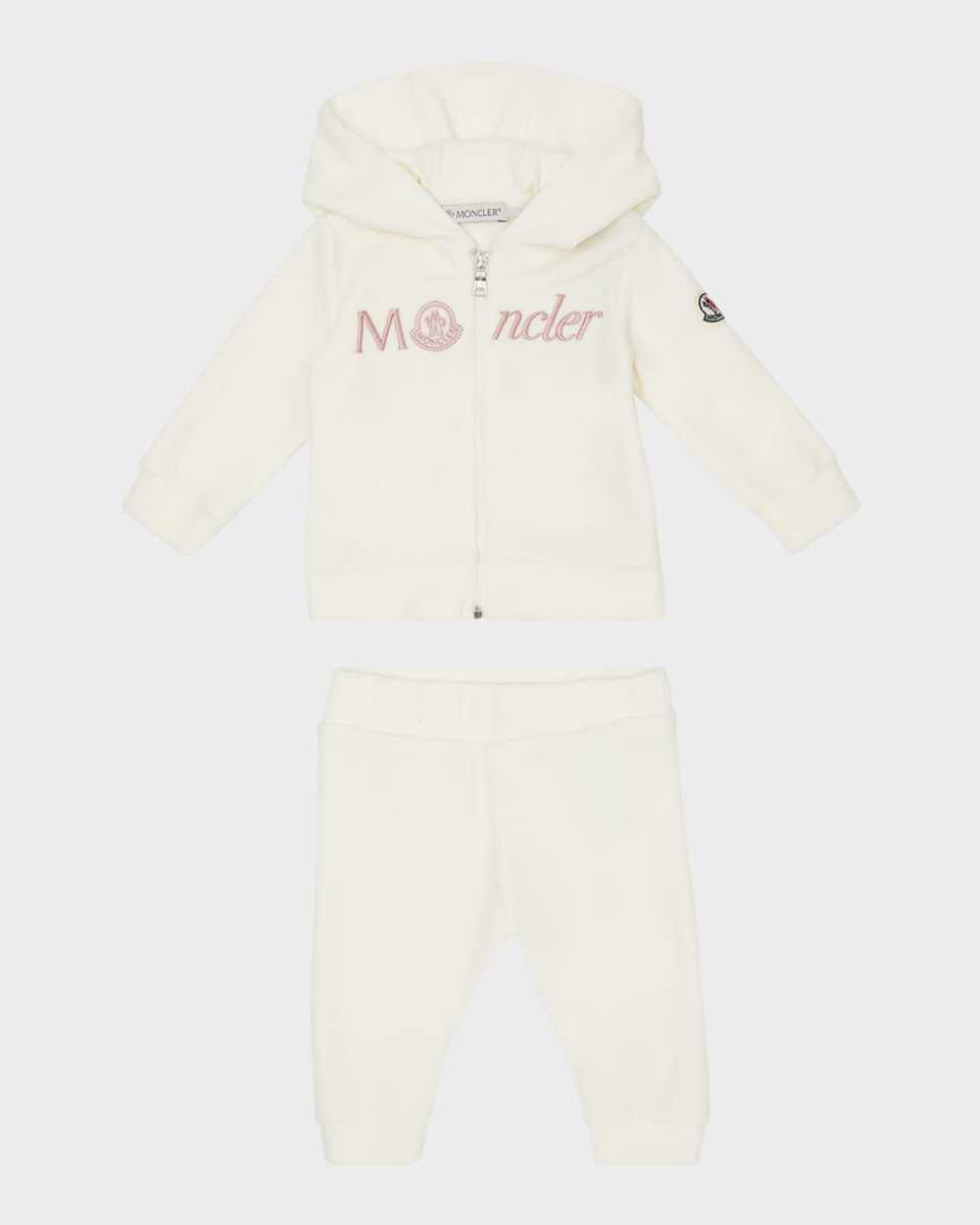 Girl's Embroidered Logo-Print Hoodie & Pants Set, Size 6M-3Size