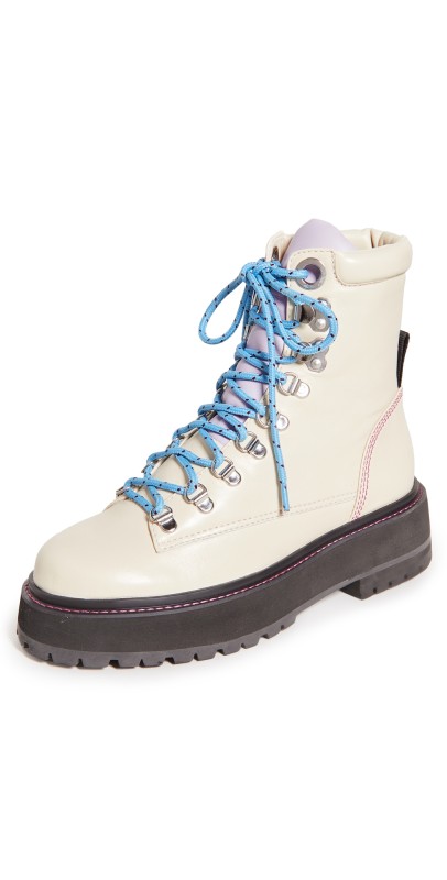 Larroude Jordan Low Boots Ivory/Violet