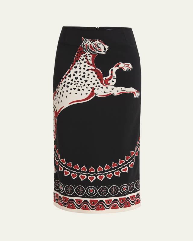 Placee Leopard Printed Pencil Skirt