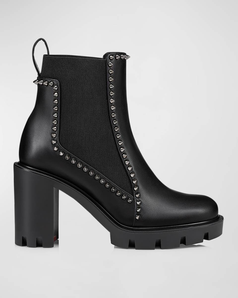 Spikes Leather Red Sole Chelsea Booties