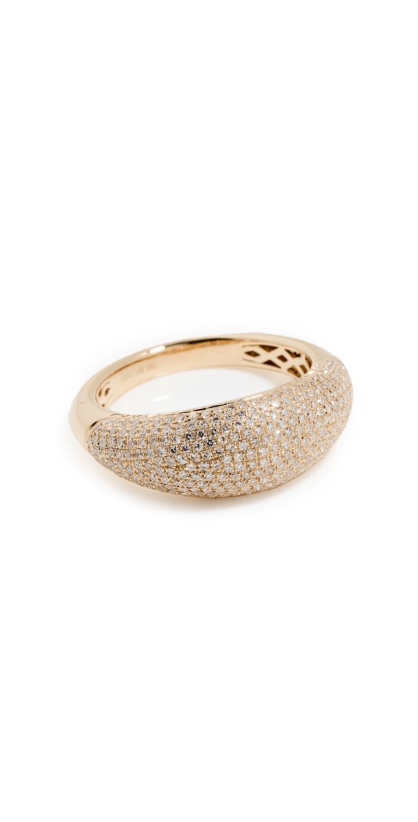 EF Collection 14k Pav Diamond Jumbo Dome Ring Gold