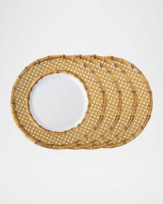 Bamboo Caning Melamine Dessert/Salad Plates, Set of 4