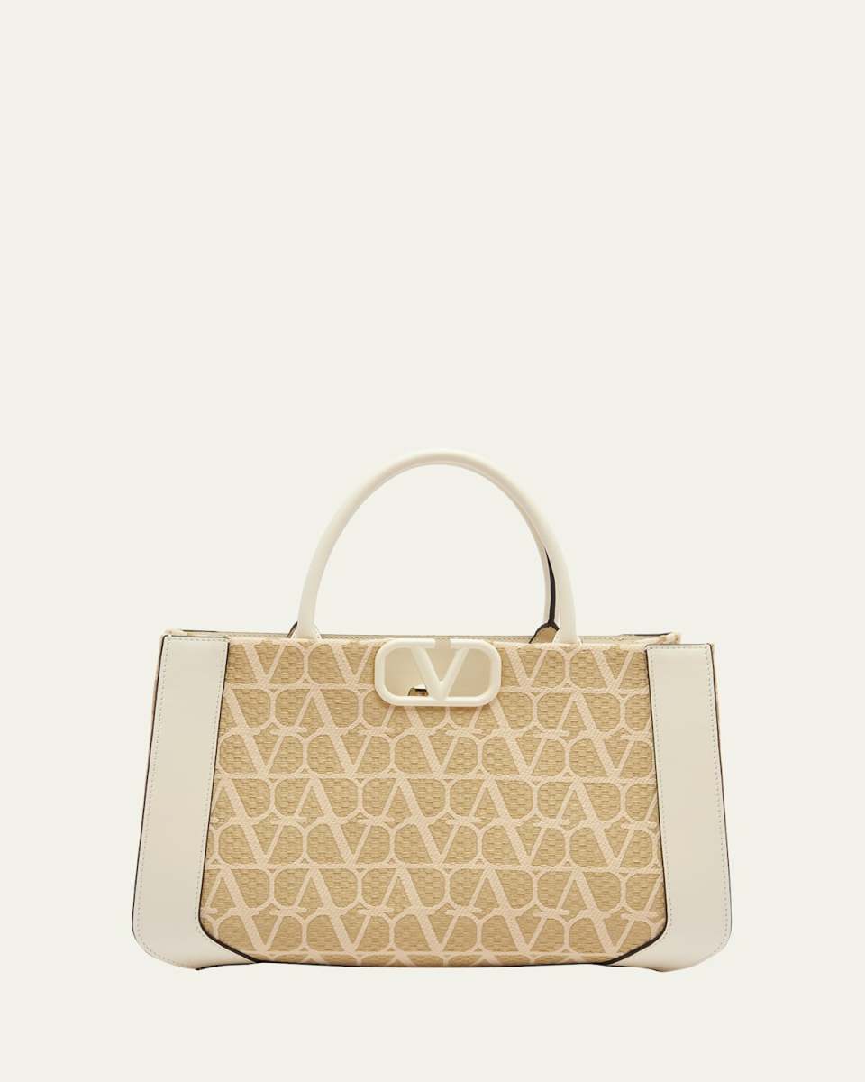 Medium VLOGO Iconographe Raffia Tote Bag