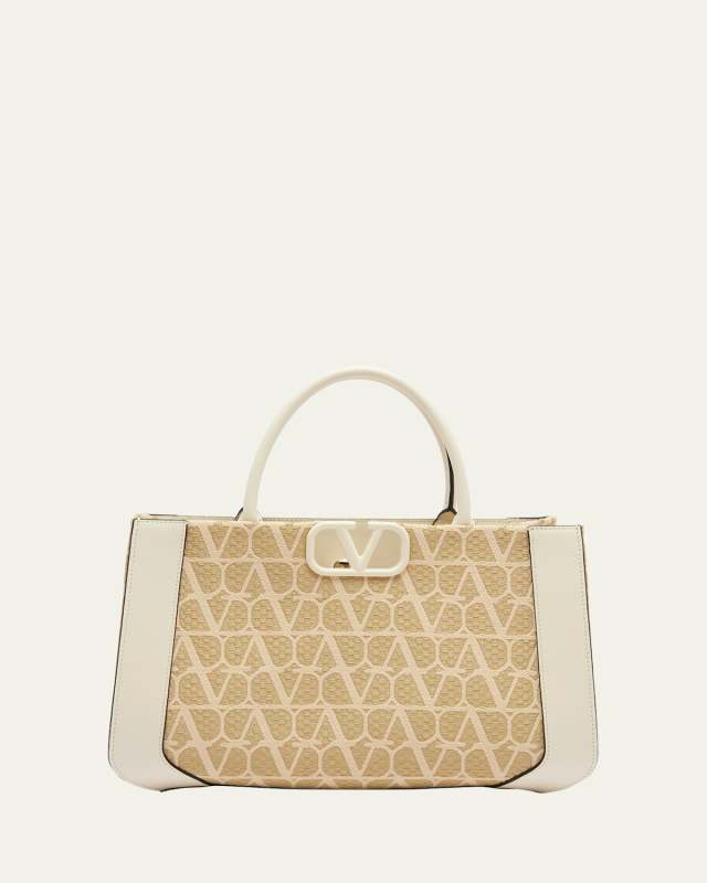 Medium VLOGO Iconographe Raffia Tote Bag