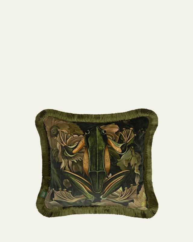 Umbra Amphibia Velvet Fringed Cushion, 18" Square