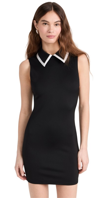alice + olivia Wynell Collar Dress Black/Off White