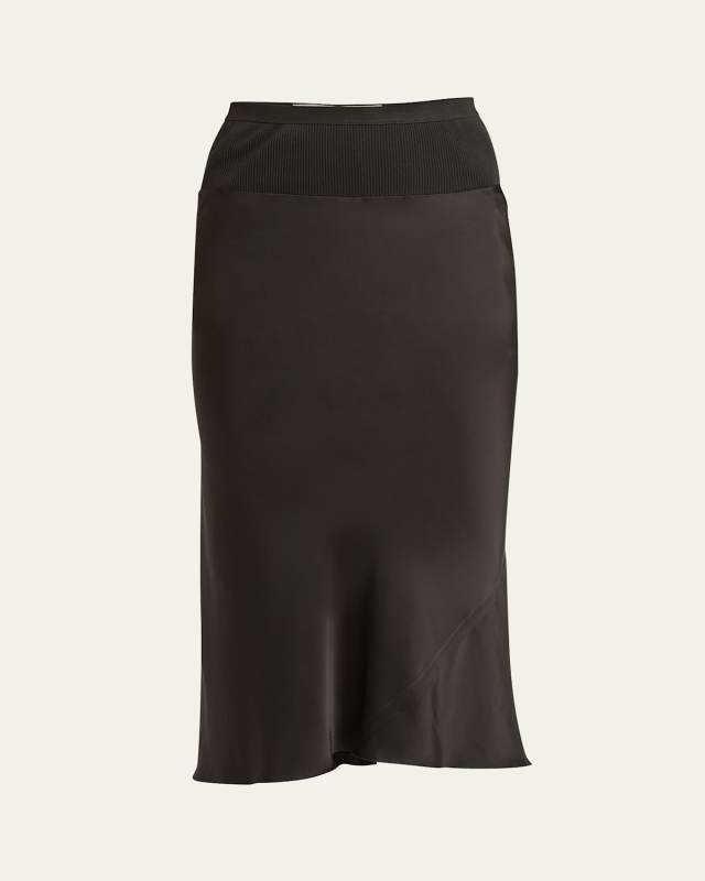 A-Line Bias Satin Midi Skirt