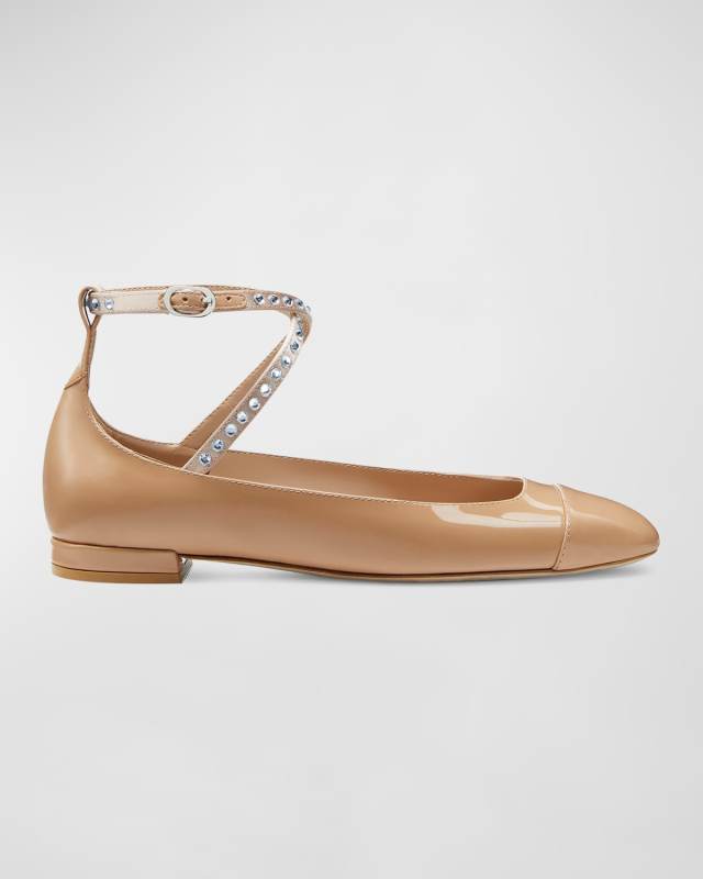 Eden Embellished Patent Crisscross Ballerina Flats