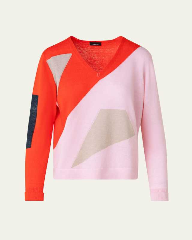 Spectra Intarsia Cotton-Linen Knit Sweater