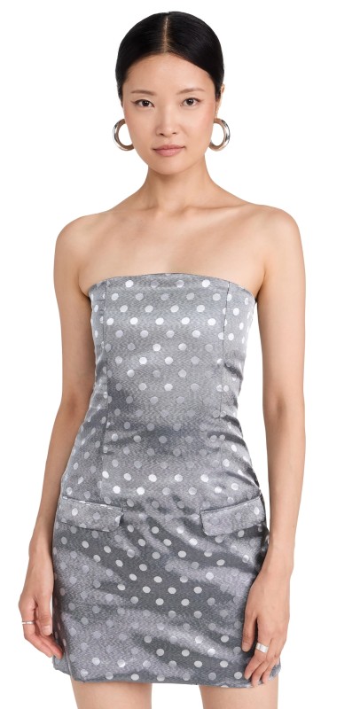 Dur Doux Dot Strapless Mini Dress White/Black