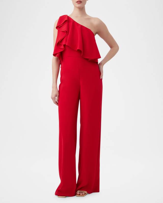 Royal One-Shoulder Ruffle Jumpsuit