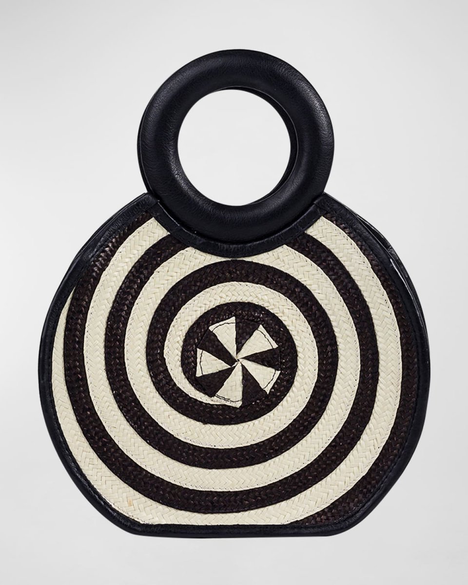 Zenu Bicolor Cana Flecha & Leather Medium Top-Handle Bag