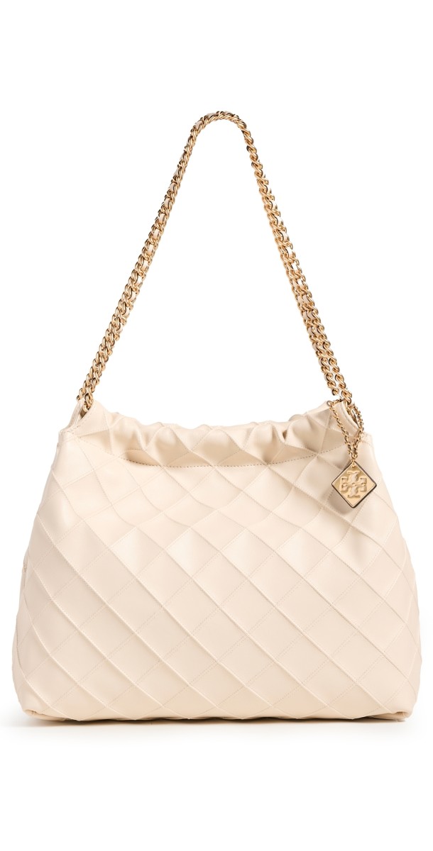 Tory Burch Fleming Soft Drawstring Hobo Bag New Cream