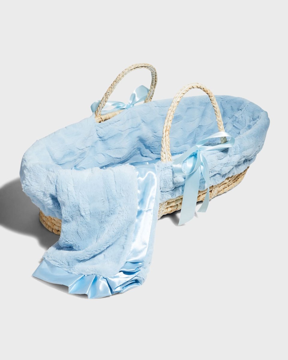 Blue Receiving Blanket And Basket Set