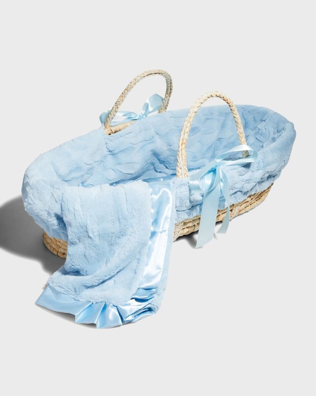 Blue Receiving Blanket And Basket Set