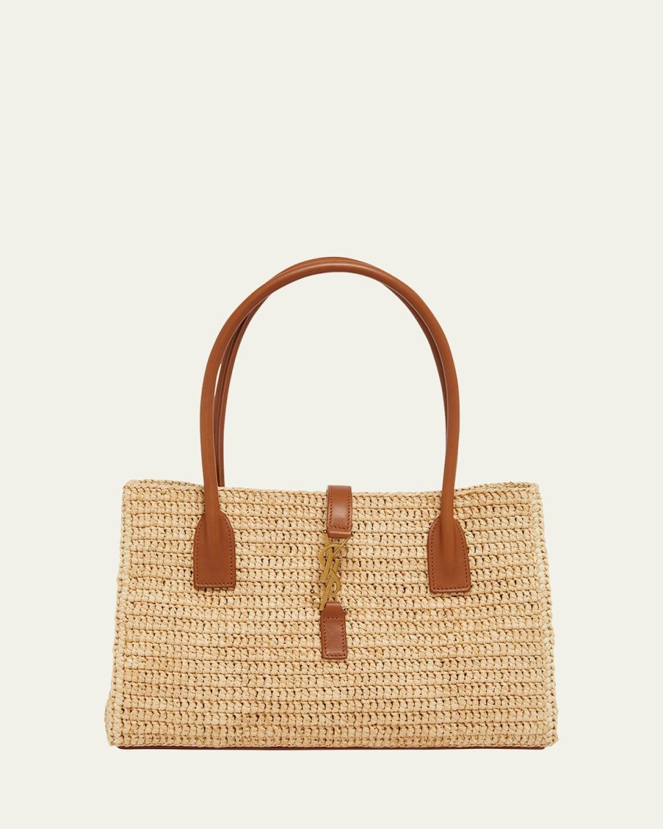 YSL Tote Bag in Raffia & Leather