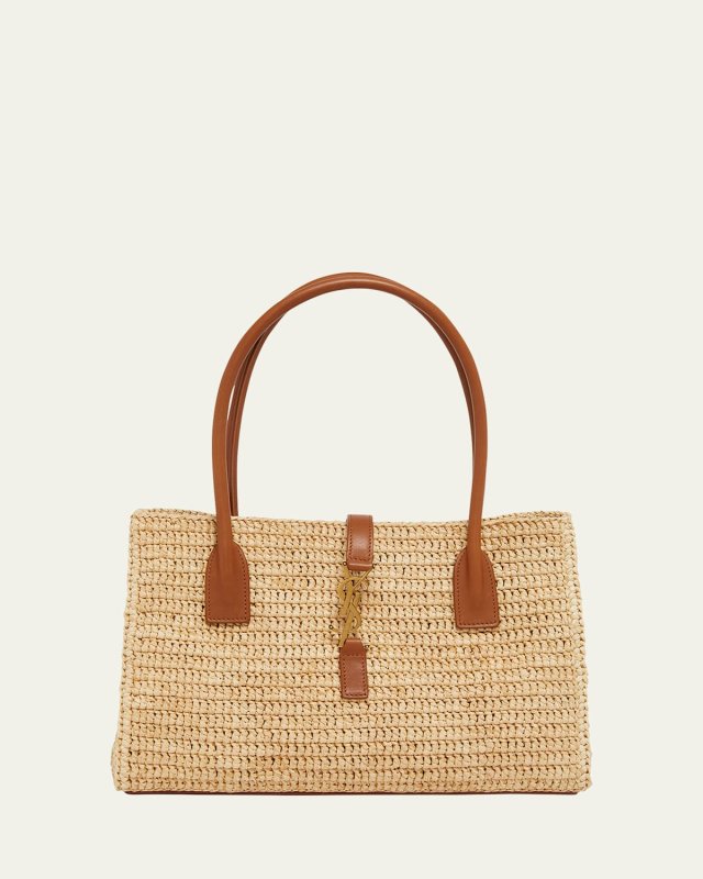 YSL Tote Bag in Raffia & Leather