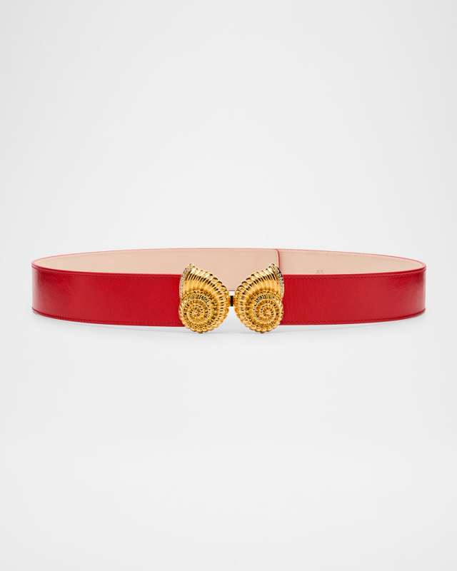 Double Snail Buckle Leather Belt