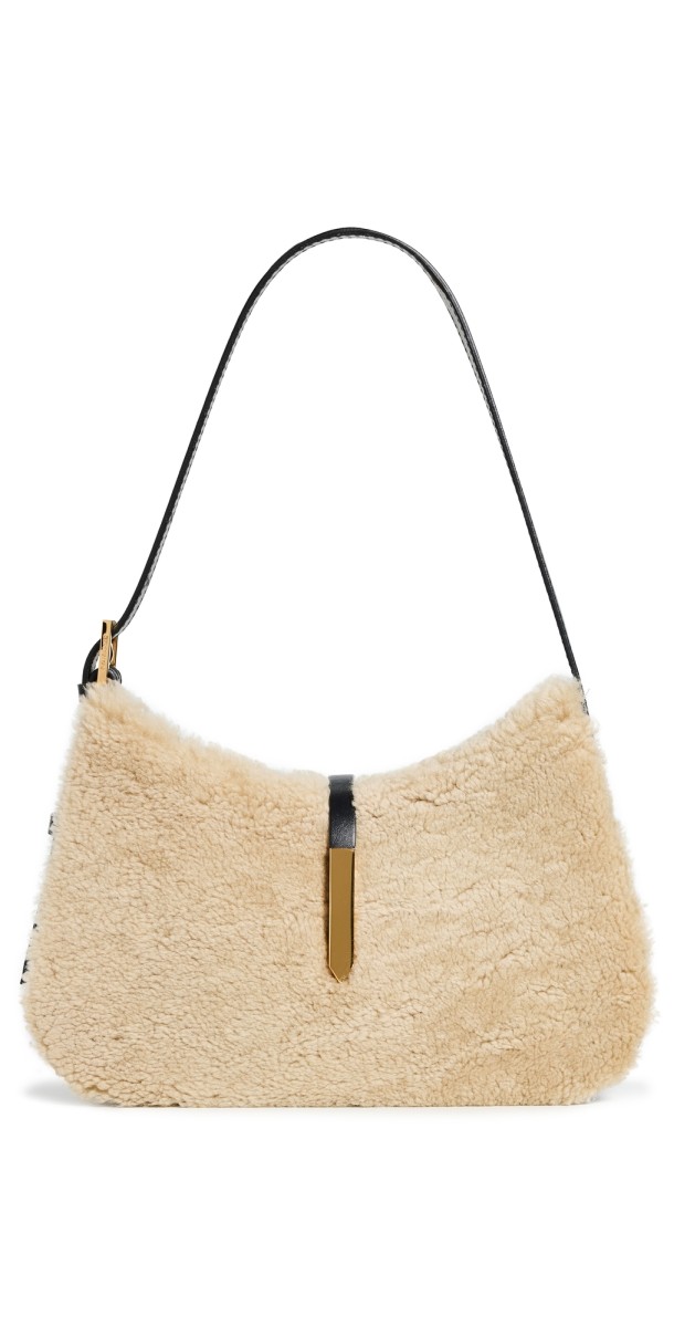 DeMellier Tokyo Bag Beige Shearling/Black Smooth