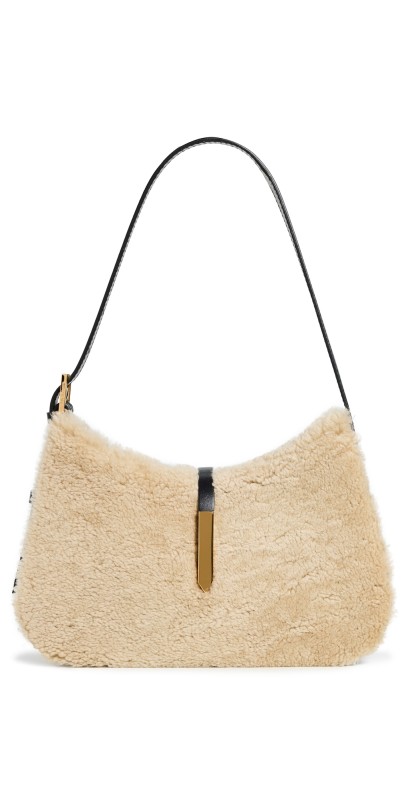 DeMellier Tokyo Bag Beige Shearling/Black Smooth