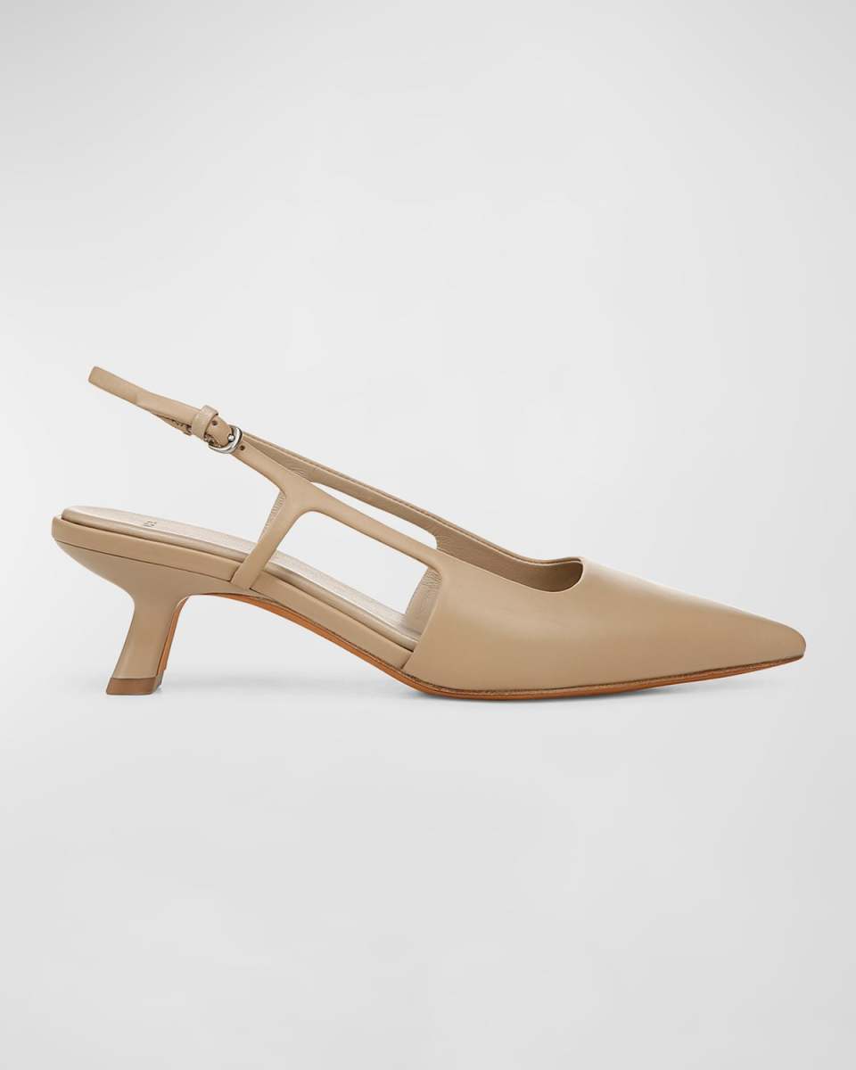 Bianca Leather Kitten Slingback Pumps