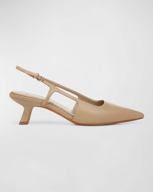 Bianca Leather Kitten Slingback Pumps