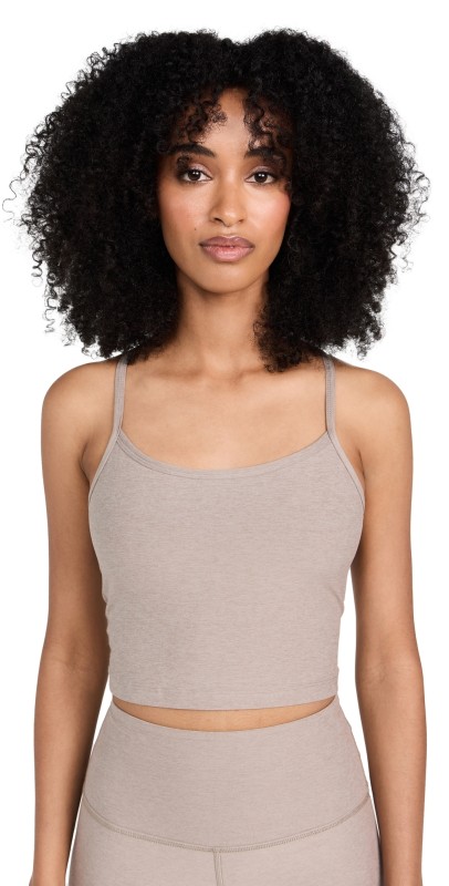 Beyond Yoga Spacedye Slim Racerback Cropped Tank Birch Heather