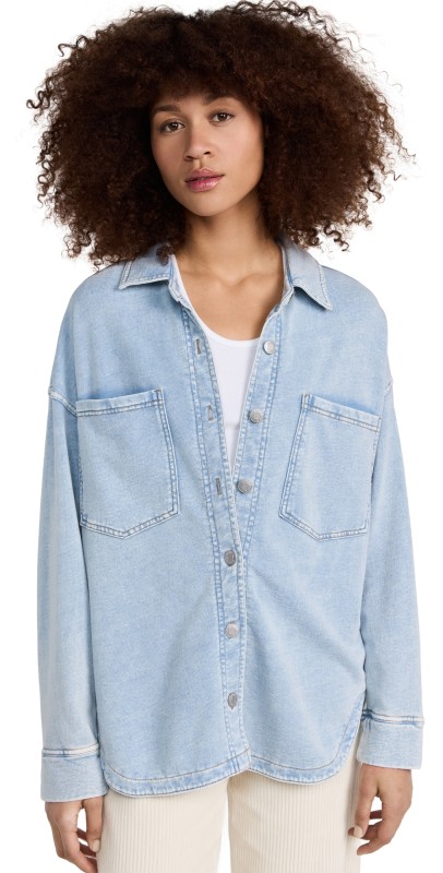 Z Supply All Day Knit Denim Jacket Washed Indigo