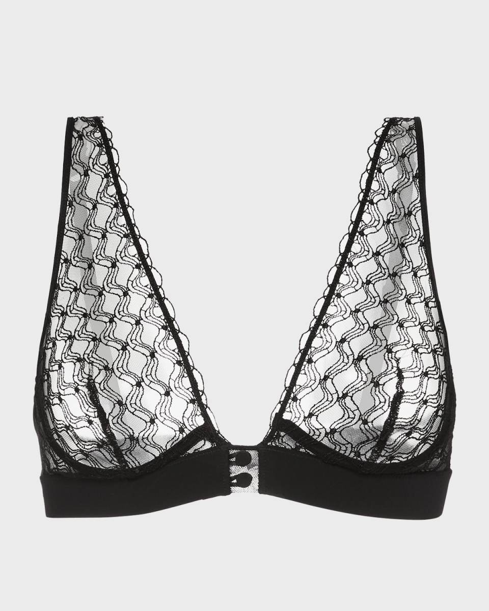 Rose Embroidered Tulle Triangle Bra