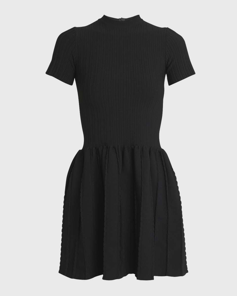Ribbed Knit Flare Mini Dress