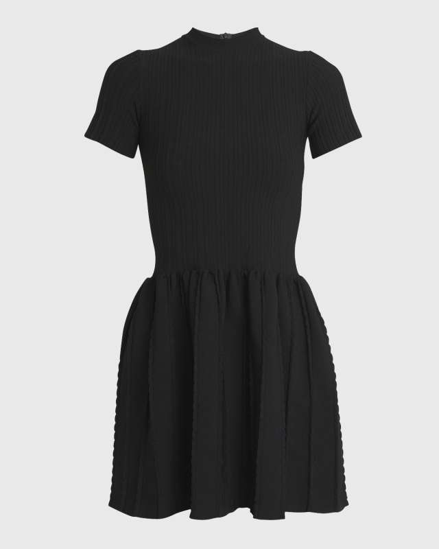 Ribbed Knit Flare Mini Dress